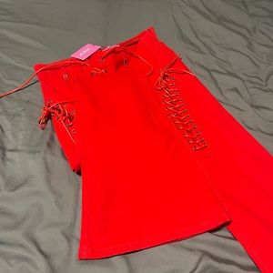 edikted engine red flare jeans